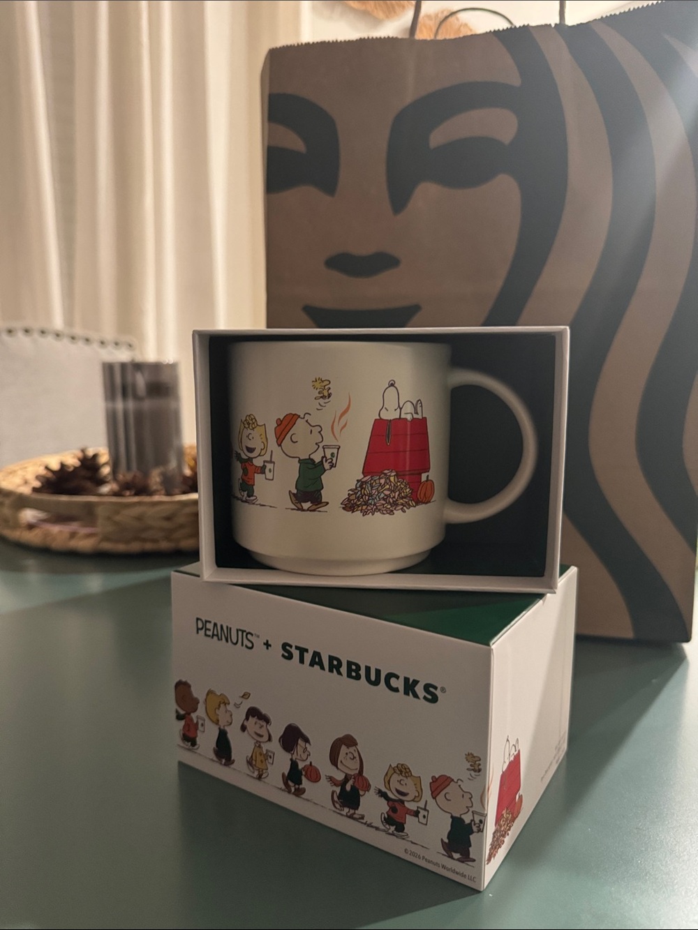 Starbucks White Peanuts Kids Mug with Colorful Snoopy & Friends Artwork